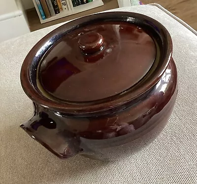 Buy Vintage Moira English Stoneware Brown Glazed Casserole Dish With Lid • 14.99£