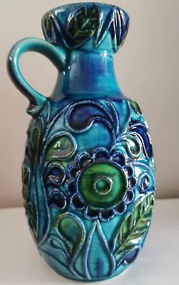Buy Vintage BAY Keramik West Germany Handled Vase Pitcher Jug Turquoise Green  23 70 • 55£