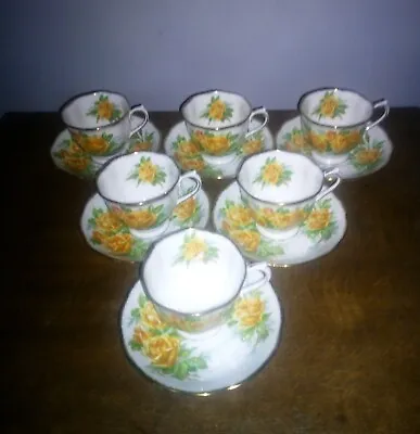 Buy Stunning Set Of 6 Royal Albert  Tea Rose Yellow  Bone China Tea Cups/Saucers • 9.50£