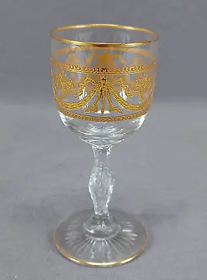 Buy St Louis French Lafayette Pattern Gold & Engraved 4 1/4 Inch Wine Glass • 80.64£
