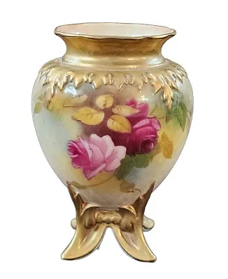 Buy An Antique Royale Worcester Blush Porcelain Vase, Hand Painted With Flowers • 75£