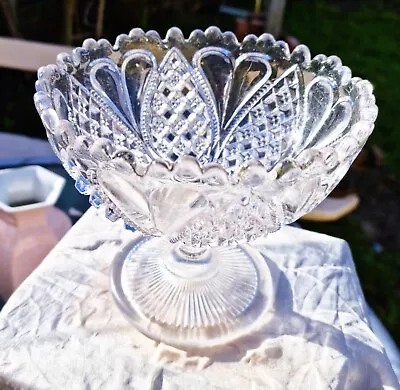Buy Antique Victorian Davidson Flint Glass Compote  Pedestal Bowl 1880 • 24.40£