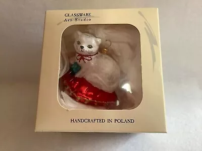 Buy Glassware Art Studio Handcrafted Cat Christmas Ornament, Made In Poland • 13.23£