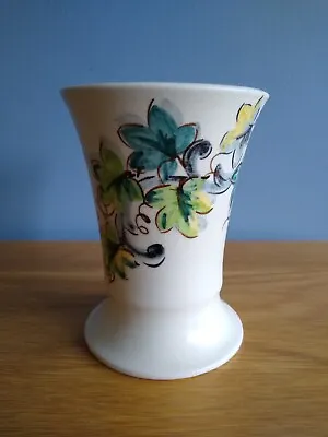 Buy Vintage Axe Vale Pottery Vase Handpainted Leaves Yellow Green Retro Ornament  • 4.65£