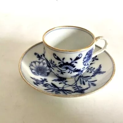 Buy Meissen Gilded Blue Onion Coffee Cup And Saucer 1860-1900 • 55£