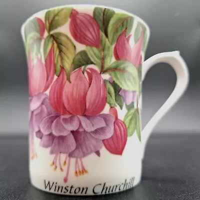 Buy Queens - Winston Churchill - Fuschia Floral Pink Purple Mug - Fine Bone China  • 7.99£