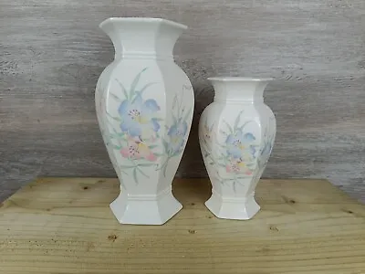 Buy 2 Vintage Royal Winton Floral Flower Vase Hexagonal -flower Glazed • 23£