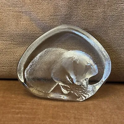 Buy Mats Jonasson Swedish Art Glass 'Badger' Paperweight / Sculpture Signed 0047 • 20£