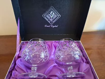 Buy Edinburgh International Hand Cut Imported Crystal Brandy Glasses X 2 • 10£