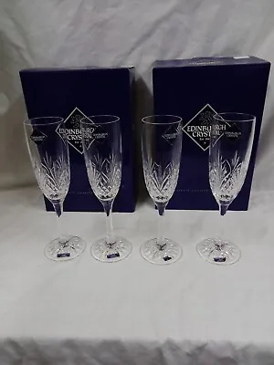 Buy 4 Edinburgh Crystal Tweed Flute Glasses  8  With Boxes • 21£