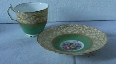 Buy GEORGE JONES CRESCENT CHINA Coffee Cup & Saucer Gilded With Painted Flowers • 24£