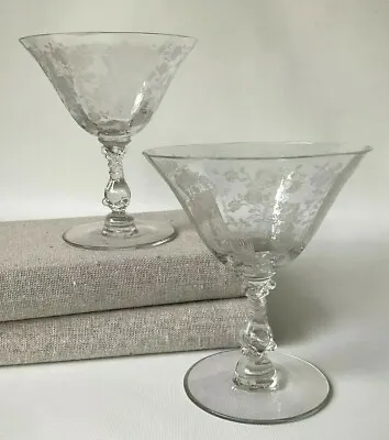 Buy Cambridge Rose Point Crystal Martini Champagne Glasses 1930s Set Of 2    • 55.95£