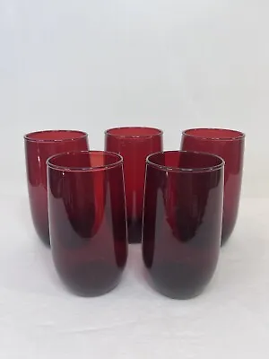 Buy Vintage Ruby Red Glassware Tumblers Drink Ware 8oz Set Of 5 - 5  Tall • 28.88£