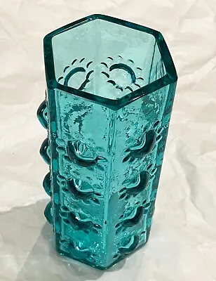 Buy Dartington Glass Frank Thrower Hexagonal Nipple Vase Kingfisher FT95 • 24£