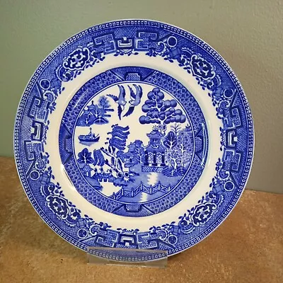 Buy Vintage, Alfred Meakin, Old Willow Pattern 22.5cm Starter Plate In Blue & White • 4.95£