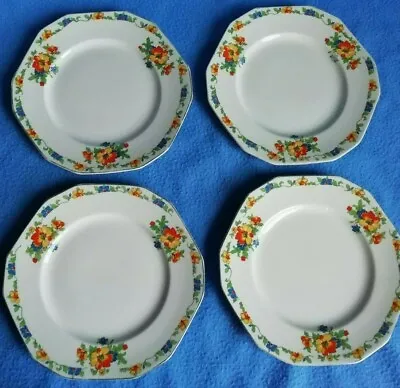 Buy 4 X Alfred Meakin Side Plates Orange Yellow Blue Flowers Floral • 13.99£
