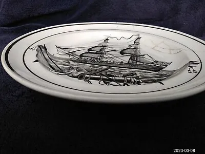Buy Swansea Dillwyn Creamware Pottery Plate Ship Black Transferware Early 1800s Mark • 26£