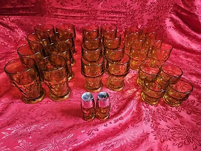 Buy Vintage Amber Glass Georgian Anchor Hocking Full Cup Set From The 70s  • 189.75£