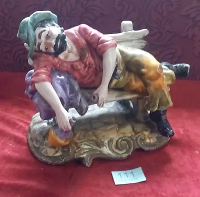 Buy Large Capodimonte Figurine Vintage Collectable Tramp On Bench Drunk Hobo Retro • 0.99£