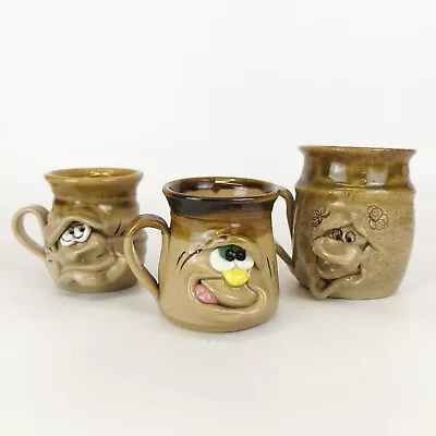 Buy 3 Pretty Ugly Pottery Tea/Coffee  Mugs / Cups With Face Handmade In Wales  • 29.99£
