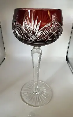 Buy Vintage Bohemian Crystal Dark Ruby Red Crystal Wine Goblet Wine Glass 7.5 • 40.22£