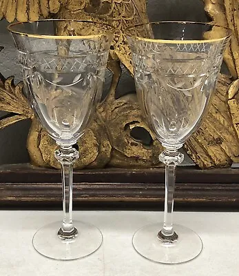 Buy Royal Doulton Wellesley Gold Set Of 2 Water Goblets Cut Glass Crystal  Listing A • 144.44£