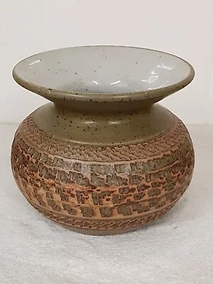 Buy Handsome Vintage Purbeck Pottery Stoneware Vase Impressed Texturing Paper Label • 16£