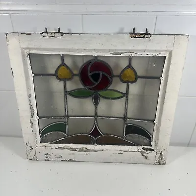 Buy Reclaimed Leaded Light Stained Glass Art Nouveau Deco Window Panel 49.5 X 43 Cm • 79.99£