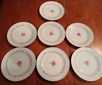 Buy Set Of 7 Vintage Royal Swirl Fine China Japan Bread Plates W/Rose Floral Pattern • 19.20£