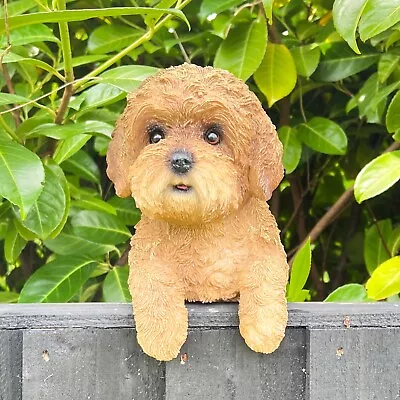 Buy Garden Ornaments Animals Hanging Dog Statue Outdoor Fence Decoration Figurine • 28£