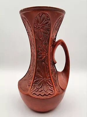 Buy Vintage McCoy USA MCM Red Pitcher Vase Daisy Embossed Pottery • 14.44£