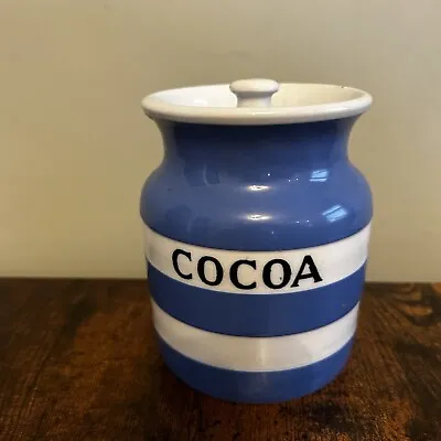 Buy T G Green Cornishware COCOA Storage Jar 5” Black Shield Blue And White Rare • 69.99£