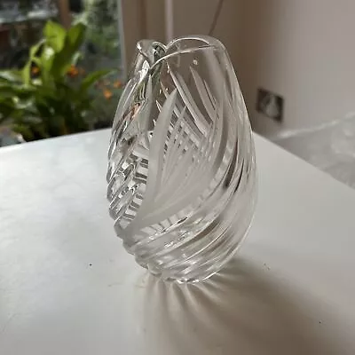Buy Lead Crystal Swirl Cut Glass Vase  Decorative, Heavy, Vintage • 30£