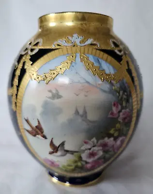 Buy Hand Painted Bird Design, French Porcelain Vase (b), 19th Century, Sevres Style • 140£