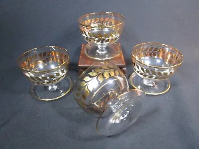 Buy 4 X Beautiful Vintage  Gold Leaf   Champagne Dessert Glass Bowls • 14.97£