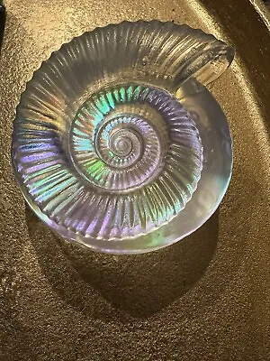 Buy Robin Lehman  Ammonite Art Glass Paperweight Initialed Dated L16 Ocean Decor • 118.27£