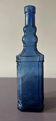 Buy Vintage Cobalt Blue Glass Bottle Detailed Design • 11.99£