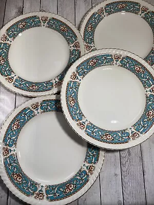 Buy Johnson Bros Hampton Side Plate Set Of 4 Turquoise- Blue Flowers Plate  19.5cm • 19.95£