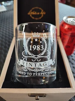 Buy Whiskey Tumblers Crystal Glass Wooden Box Gift Set 4 Glasses • 9.99£