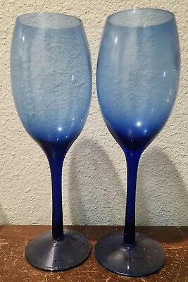 Buy 2X Vintage Libbey Cobalt Blue 8” Wine Glasses Stemware Beautiful!!  • 15.08£
