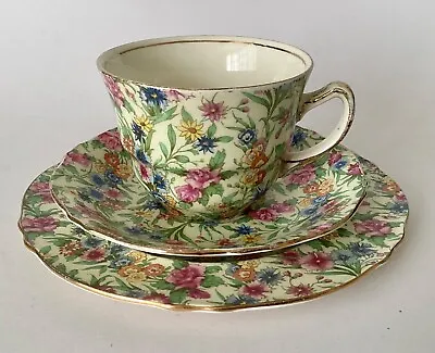 Buy 1930s ROYAL WINTON CHINTZ CUP SAUCER & PLATE “KEW” TRIO • 26£