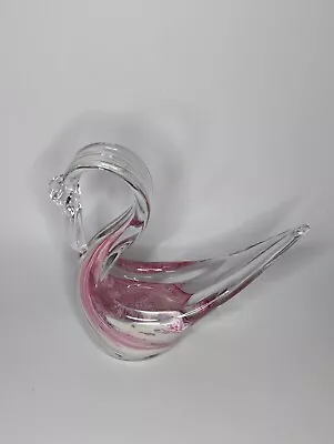 Buy Mtarfa Art Glass Bird Figurine Pink  Bowl Medium Ca 13cm H Malta Swan • 19£