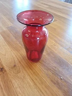 Buy Victorian Cranberry Glass Small Vase 5 Inches Tall 3 Inches In Diameter  • 10£