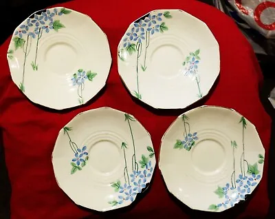 Buy Plant Tuscan China 4 Saucers Only, Vintage Deco Blue Flowers • 20£