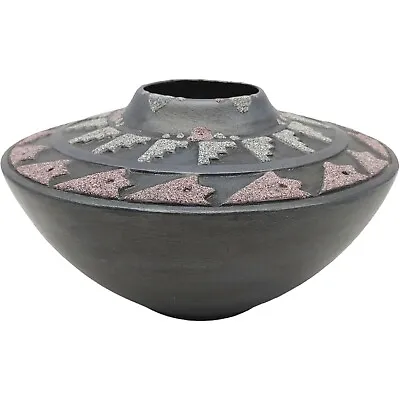 Buy Southwestern Ceramic Pottery Vase / Pot - 7  Dark Gray Pink Geometric Arrowheads • 10.42£