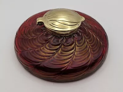 Buy Kralik Art Nouveau Cranberry Iridescent Inkwell (a/f) • 129.95£