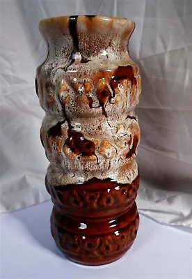 Buy Kad Yad Israeli Pottery Brown & Cream Lava Glazed Ceramic Vase Model 601 • 19.99£