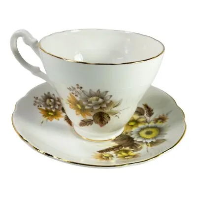 Buy Duchess Bone China Cup & Saucer Pattern #342 Fall Floral Gold Trim England • 9.60£