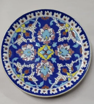 Buy Vintage Turkish Ege Cini Kutahya Art Pottery Hanging Plate Hand Painted 7  Dia • 42.68£
