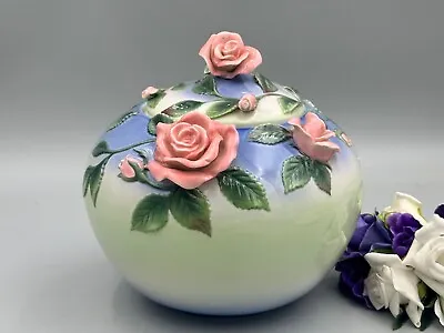 Buy Franz Porcelain Large Rose Bouquet Covered Jar FZ00096 Boxed. • 50.99£